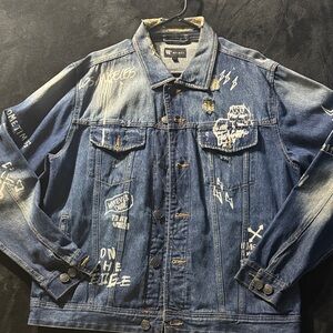 Men's Graphic Blue Denim Jacket